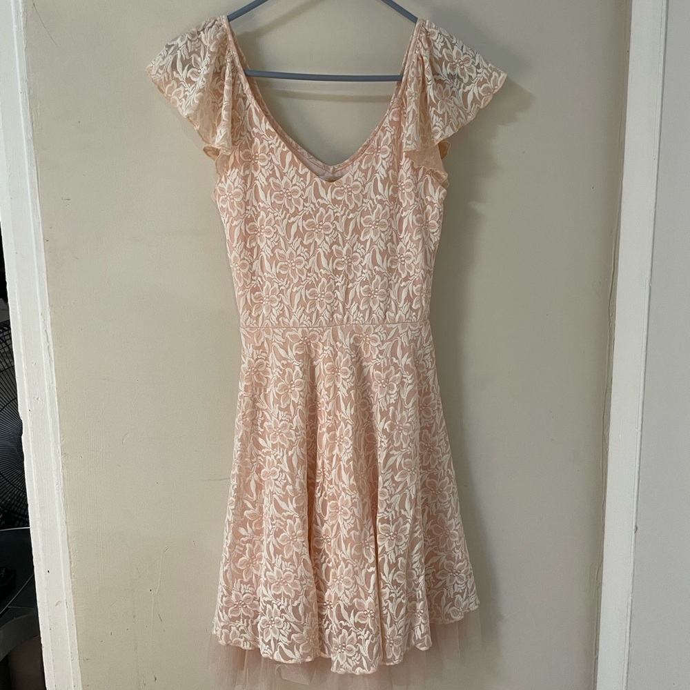 Disney Cinderella Floral Lace Pink Ruffle Dress Sz Small